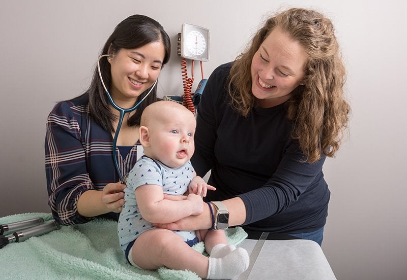 After Hours Clinic pediatrician treating an infant