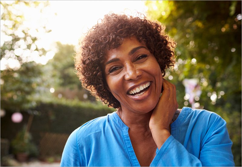 Happy female after a breast cancer screening